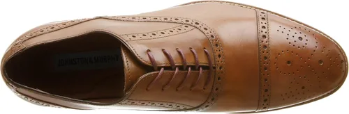 Vista 5 de Johnston Murphy Puntera Conard para hombre cuero pulido a mano suela de goma Marrón 8