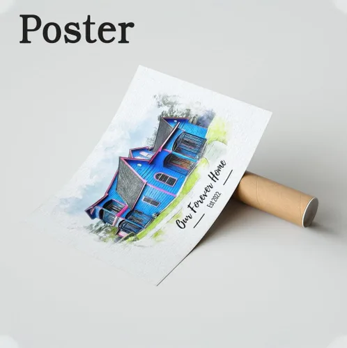Vista 5 de KORAFINA Pintura personalizada para el hogar, arte de pared, retrato de casa, pintura de casa en acuarela, dibujo de casa retrato personalizado