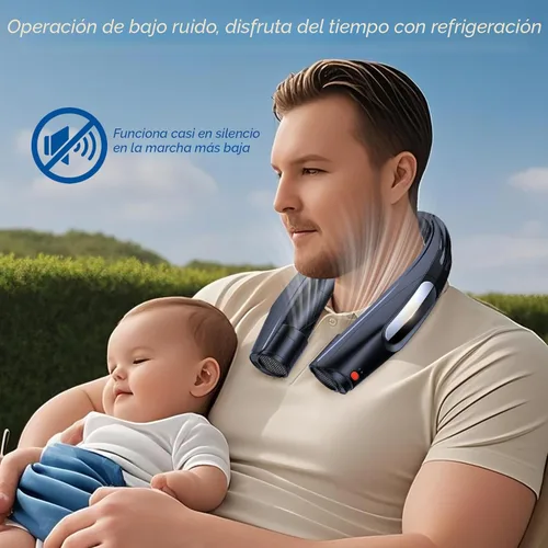 Vista 7 de ZEEFO Ventilador de cuello portátil, ventilador personal manos libres, funciona con batería de 6000 mAh, ventilador recargable USB con 6 velocidades
