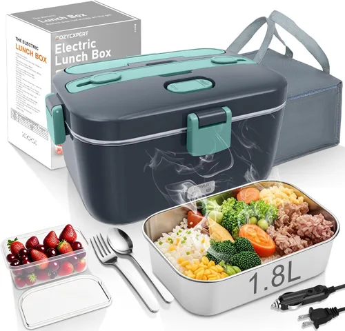 Vista 9 de COZYEXPERT Lonchera Eléctrica Portátil Calentadora de Alimentos 100W 1.8L Calentador de Alimentos Portátil para Adultos 12V/24V/110-230V para Negro