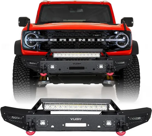 Vista 10 de Bronco - Parachoques delantero Rock Crawler Off Road compatible con Ford Bronco 2021 2022 2023 2024 2025 2026 (no compatible con versión deportiva)