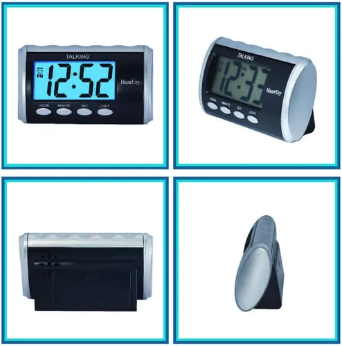 Vista 5 de Reloj despertador parlante para discapacitados visuales – Reloj de escritorio de números grandes – Reloj de día para personas mayores – Reloj