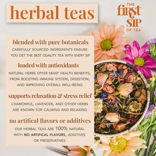 Vista 6 de The Spice Hut Berry Bliss Caja de té de hierbas, 16 bolsas de té, el primer sorbo de té (SHBX103)