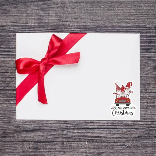 Vista 3 de Wailozco 200 calcomanías de gnomo de Feliz Navidad para sobres de pequeñas empresas, paquetes, productos hechos a mano, bolsas, bonitos sellos