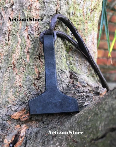 Vista 5 de Collar con colgante de martillo nórdico Mjolnir de Thor, Hierro, collar