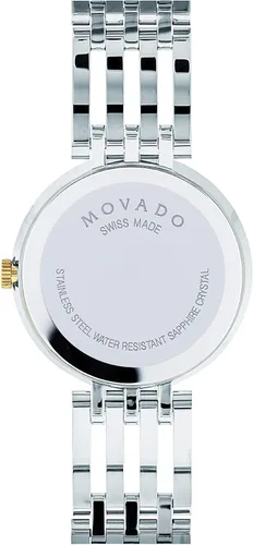 Vista 4 de Movado Reloj Esperanza de 2 tonos para mujer con esfera de museo de punto cóncavo, plataoronegro (modelo 607053), PlateadoDoradoNegro, Movimiento