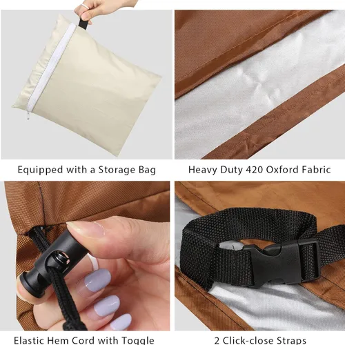 Vista 4 de RosieLily Fundas para sillas de exterior, fundas para sillas de patio, impermeables, 600D, resistentes, apilables, para muebles de patio, estándar