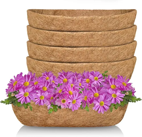 Vista 8 de TigeJoy 2 piezas de 24 pulgadas, revestimiento de fibra de coco grueso 100% natural para macetas, terrazas de jardín, macetas, 24 pulgadas