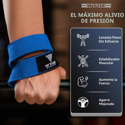 Vista 6 de WYOX Figure 8 Lifting Wrist Straps for Weightlifting – Heavy Duty Padded Neoprene Wrist Support, Powerlifting & Strength Training Lift Straps for