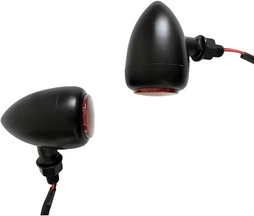Vista 2 de FATECIM 2 unids motocicleta LED intermitente indicador ámbar luz mini bala aluminio moto indicadores intermitentes 12V universal (negro)