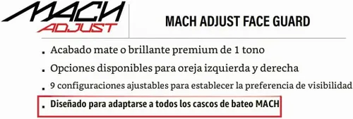 Vista 2 de Rawlings Protector Facial MACH Ajustable Pieza de Extensión Ajustable Se adapta a Cascos de la Serie Mach Brillo Opciones LHB y RHB