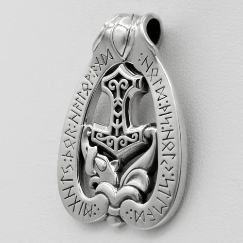 Vista 2 de Dryad Design Norse Pagan Jewelry - Colgante de martillo Thors Mjolnir de plata de ley para hombre o mujer, Plata esterlina, No es una piedra preciosa