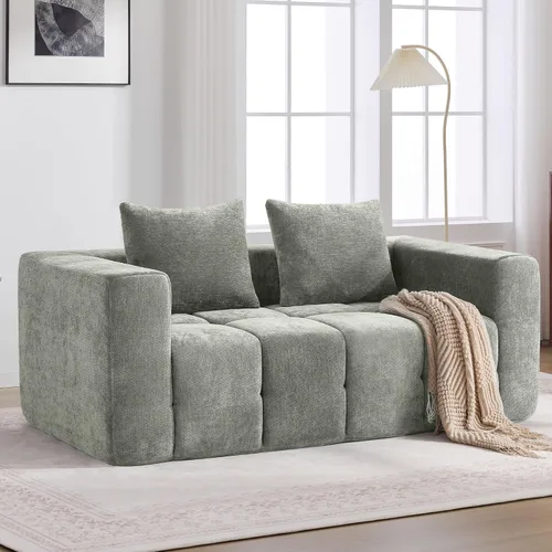 Vista 15 de Sofás sin estructura de 119" tamaño extragrande estilo nube para sala de estar, sofá seccional modular moderno con mechones con asiento profundo