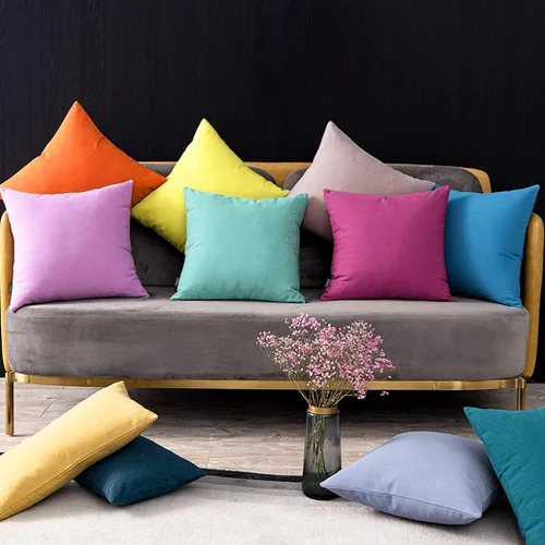 Vista 2 de Coddsmz Paquete de 6 fundas de almohada decorativas 100% algodón, fundas de cojín cuadradas de Navidad sólidas para el hogar, cama, sofá, día