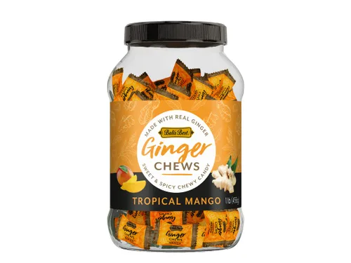 Vista 6 de Bali's Best - Caramelos masticables de jengibre, sabor a limón picante, frasco de 1 libra, caramelos blandos envueltos individualmente, hechos