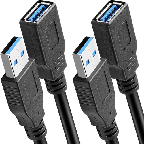 Vista 7 de Paquete de 2 cables de extensión USB 3.0 SuperSpeed tipo A macho a hembra (1 pie)