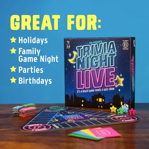 Vista 6 de Noche de Trivia en Vivo: Organiza Tu Propio Concurso de Preguntas, Nuevo Juego de Mesa para Familias y Amigos, Juego de Mesa Familiar, 2-6