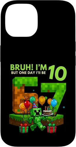Vista 4 de Bruh I'm 10 But One-Day I'll Be 67 Retro 10th Birthday Kids Case for iPhone 17