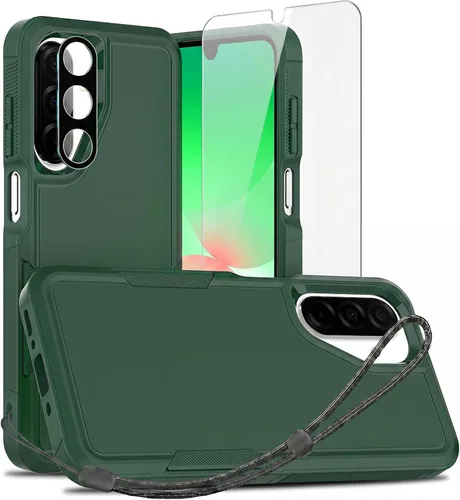 Vista 57 de Jeylly Funda compatible con Samsung Galaxy A12, Samsung Galaxy A12 con protector de pantalla de vidrio templado, protección contra caídas de grado