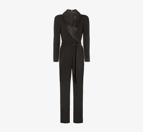 Vista 4 de Adrianna Papell Mono de esmoquin de crepé de punto para mujer Negro