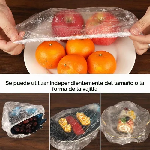 Vista 7 de Fresh Keeping Bags - Fundas elásticas reutilizables para almacenamiento de alimentos con bordes elásticos, fundas de plástico elásticas para tazones
