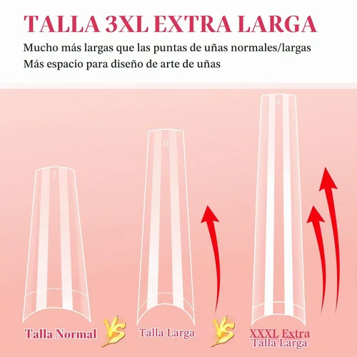 Vista 3 de LIONVISON Puntas de uñas de ataúd 3XL: 504 puntas de uñas transparentes