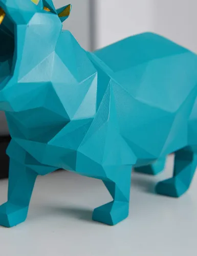 Vista 6 de HAUCOZE Estatua de hipopótamo, escultura de animal, figura moderna para decoración del hogar, decoración del hogar, arte de mesa, regalo para Azul