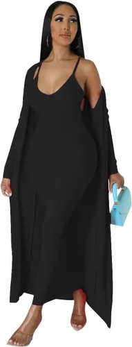 Vista 5 de WUSENST Vestido largo para mujer, sexy, ajustado, de manga larga, sudadera con capucha y estilo casual