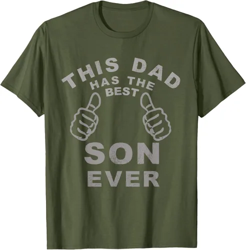 Vista 6 de Camiseta con texto en inglés "This Dad Has the Best Son Ever", regalo del día del padre, Negro