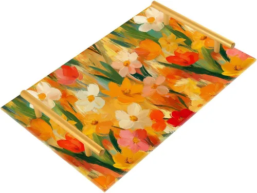 Vista 16 de Flowers Daffodils Snapdragon Iris Orange Tray for Bathroom Paper Towel Tray Desk Drawer Organizer for Sink