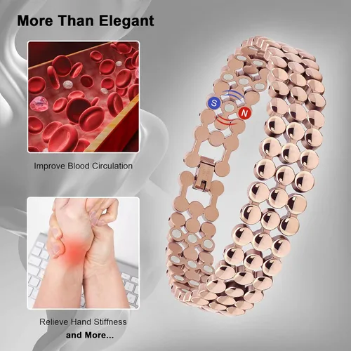 Vista 4 de JEROOT Pulseras magnéticas de ultra resistencia, pulsera para mujeres y hombres, imanes de neodimio de 3500-6000 Gauss, joyería de regalo de terapia