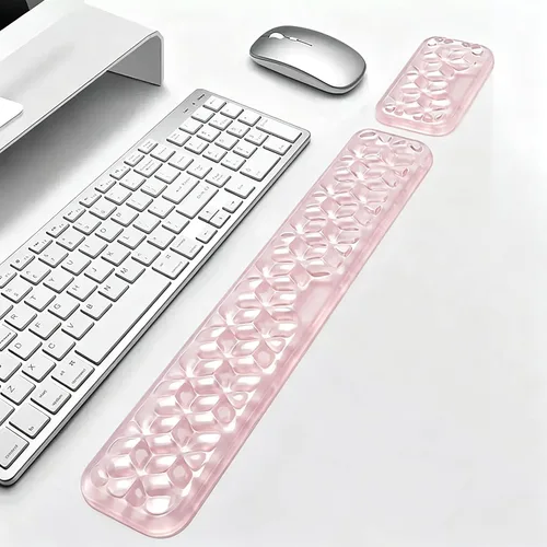 Vista 23 de Alfombrilla para mouse con reposamuñecas, juego de almohadillas de mouse de gel suave con soporte de muñeca de mano, bonitos accesorios
