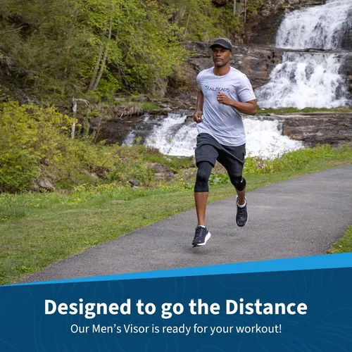 Vista 6 de TrailHeads Sombrero con visera solar para hombre, viseras de golf recicladas para hombre, visera de correr para tenis, deportes, entrenamientos