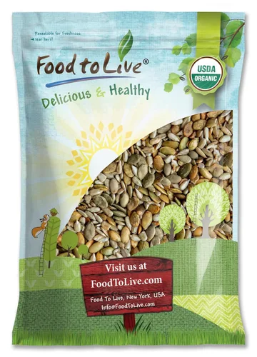 Vista 9 de Food to Live Mezcla orgánica de semillas de girasol y calabaza tostadas en seco con sal del Himalaya, 8 onzas, tostadas al horno, ligeramente