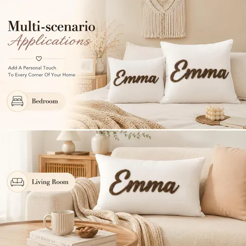 Vista 6 de Almohada con monograma bordada personalizada, funda de almohada lumbar con nombre personalizado, regalo para niñas, parejas y mujeres, almohadas