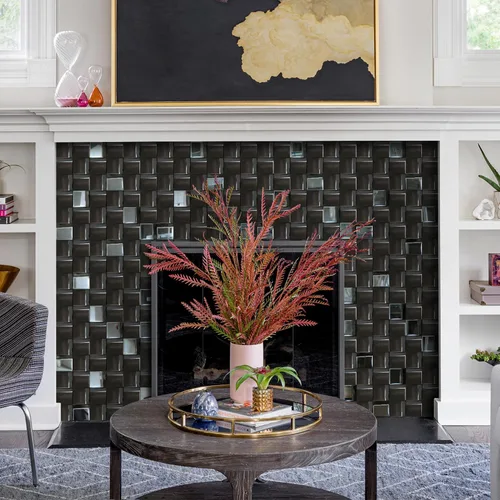 Vista 6 de 5 Láminas de Azulejos Negros de Metal Mosaico para Pared Backsplash Paneles de Pared 3D [5 Pies Cuadrados]