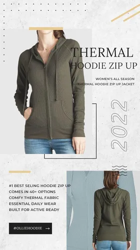 Vista 4 de OLLIE ARNES Sudadera térmica larga con capucha y cremallera para mujer.