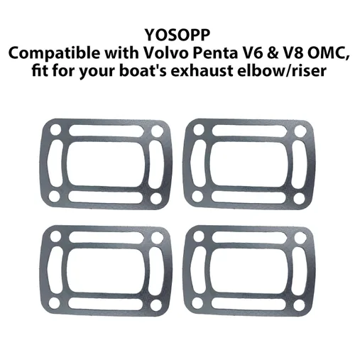 Vista 5 de Juntas para motor Volvo - Piezas de codo de escape del mercado de accesorios para barco, OMC Cobra V6 V8 Colector Riser 4pcs - 3850496 3863191