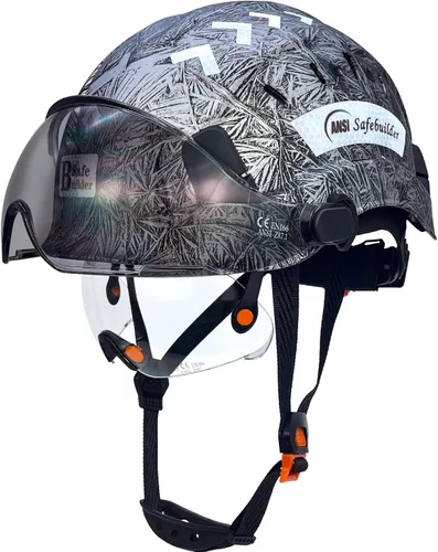 Vista 13 de SAFEBUILDER Casco de seguridad de construcción con visera incorporada Casco duro ABS con visera Ventilación ajustable Casco de trabajo Protección