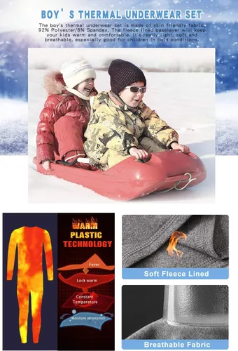 Vista 3 de MEETYOO Conjunto de ropa interior térmica unisex para niños y niñas