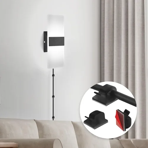 Vista 8 de GOODATE Aplique de pared enchufable con colores ajustables sin escalones de 3000K-6500K y brillo del 10%-100%, luz de pared LED acrílica de 12W