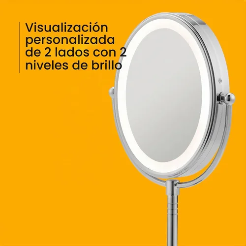 Vista 4 de Espejo ovalado de aumento con luz LED de doble cara para maquillaje; 1 x/7 X ampliación; acabado de cromo pulido, de Conair