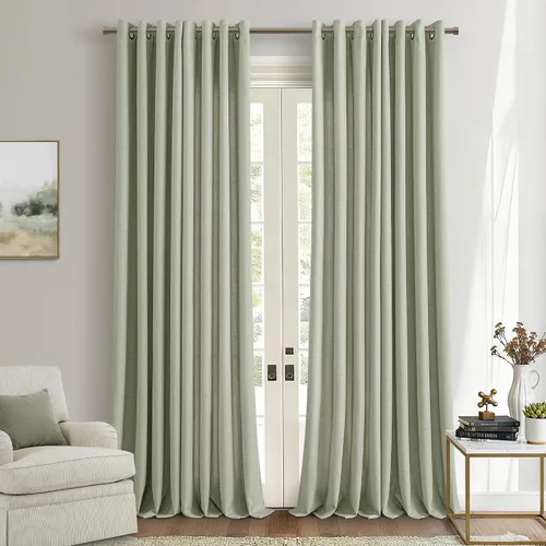 Vista 20 de Cortinas de avena con ojales DUKIYO de 96 pulgadas de largo para sala de estar, comedor, juego de 2 paneles, cortinas de arena y beige