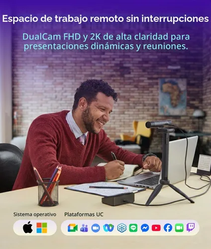 Vista 7 de AVerMedia PW313D DualCam 2K Cámara de documentos y cámara web para PC/Mac/portátil, enfoque automático, reducción de ruido con IA, enseñanza