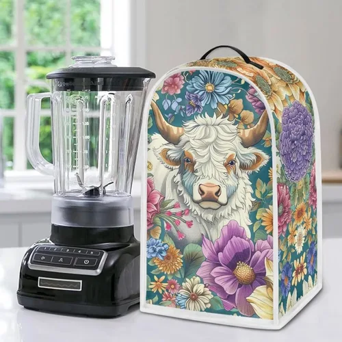Vista 5 de Upetstory Funda antipolvo para licuadora de vaca, estilo bohemio, azteca, para cafetera, electrodomésticos, resistente a las manchas, lavable