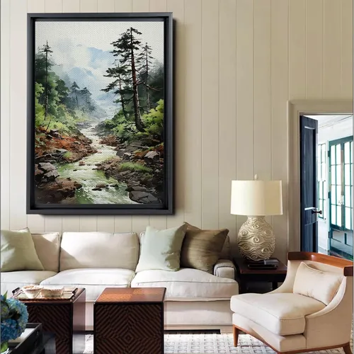 Vista 3 de Forest Pieces Wall Art Prints, Nature Art, Abstract Landscape Nature Art Tree Painting Decor, Woodland Living Room Art, Forest Art Print