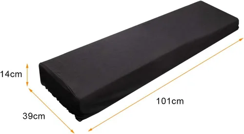 Vista 2 de Cubierta antipolvo para teclado de piano para 61/76/88 teclas, cubierta protectora elástica para piano eléctrico/digital, cierre de bloqueo
