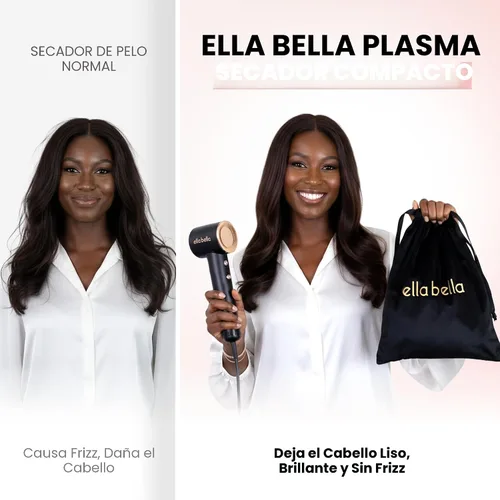 Vista 7 de ELLA BELLA® Secador de Cabello de Plasma Compacto, Secador de Cabello con Tecnología de Plasma Avanzada con Pantalla Digital, Secado Rápido, Bajo