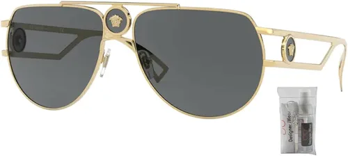 Vista 2 de Versace VE2225 Pilot Sunglasses for Men BUNDLE With Designer iWear Complimentary Eyewear Kit