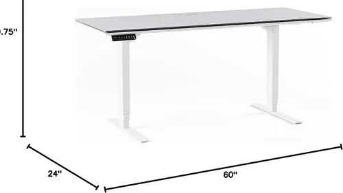 Vista 3 de BDI Furniture Centro - Escritorio elevador de pie, 60 x 24 pulgadas, blanco satinado, gris